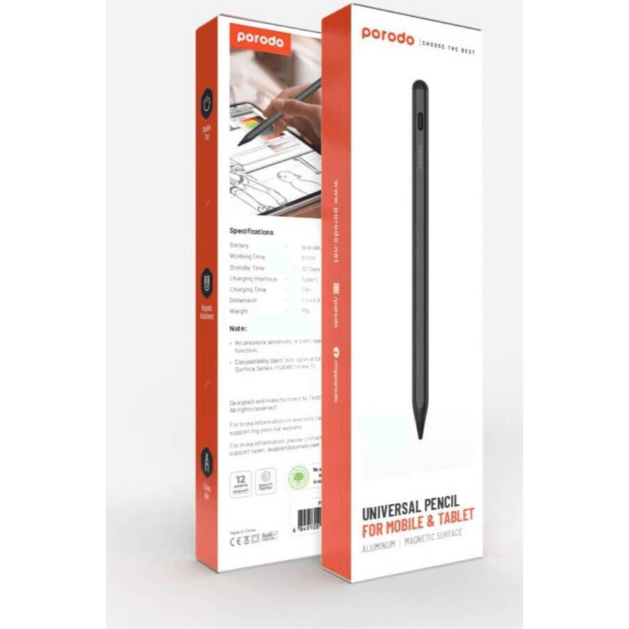 Porodo Universal Smart Pencil with Touch Switch - Black