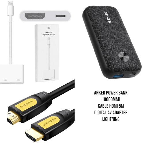 Anker Power Core10000 +cable hdmi 5m +digital av adapter lighting