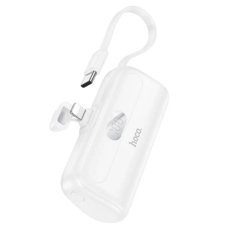 Mini Pocket Power Bank 5000 mAh with Digital Display. Lightning + USB C Cable - Hoco J116 PRO