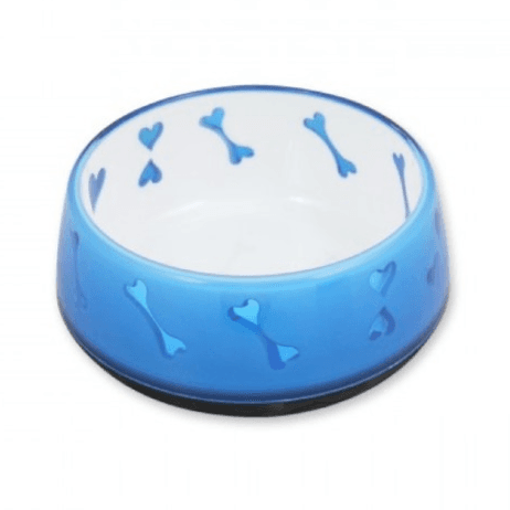 Dog and Cat Love Bowl with Heart Design - Blue / S