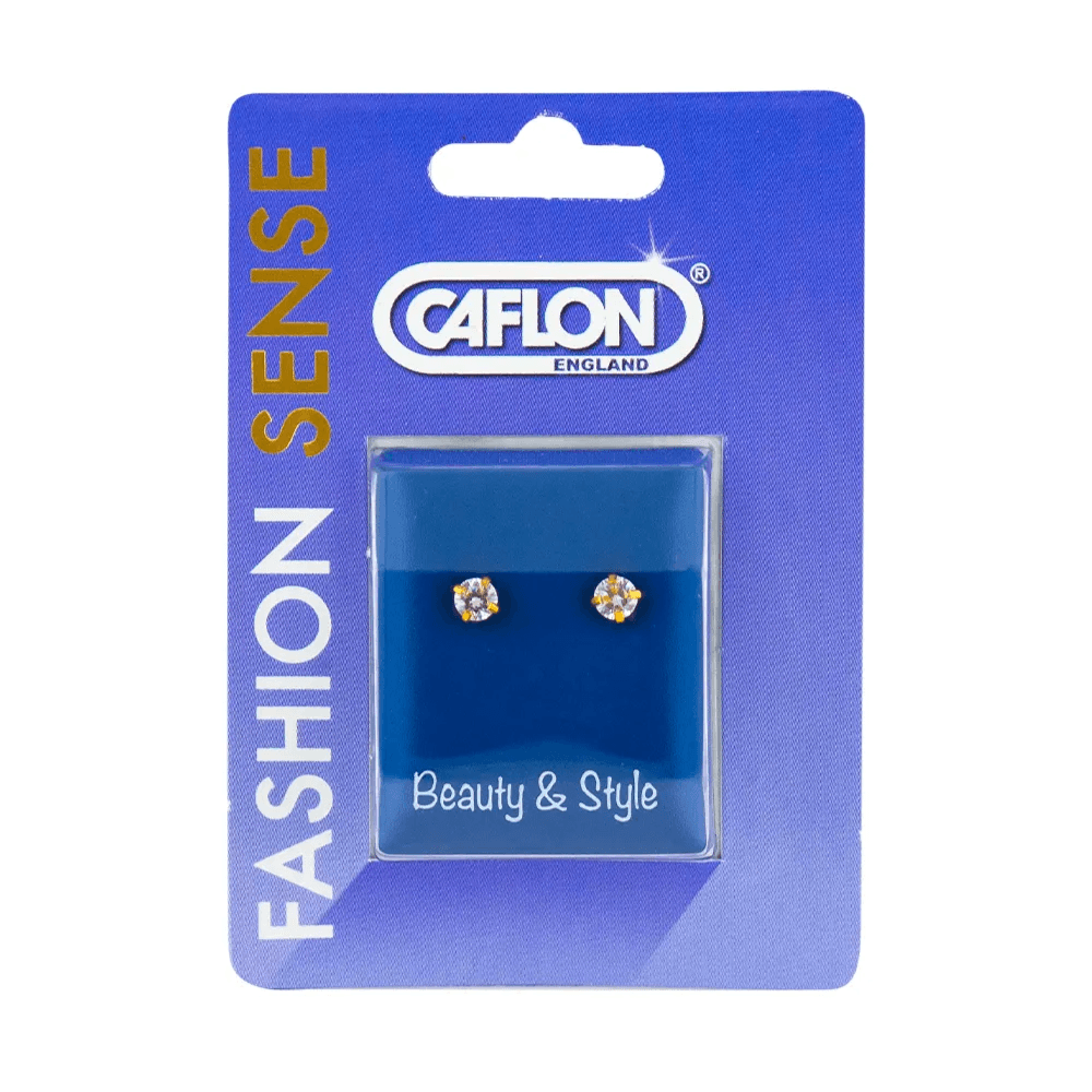 Caflon Fashion Sense Earring Gold plated Tiff Cubic Zirconia 4mm