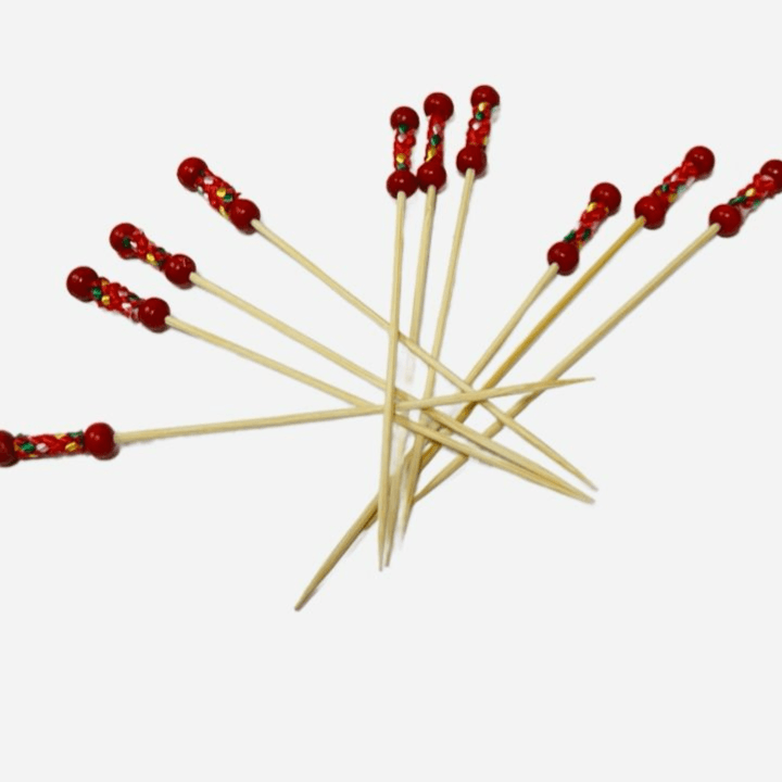 25 pcs Red String Double Bead Cupcake Topper 