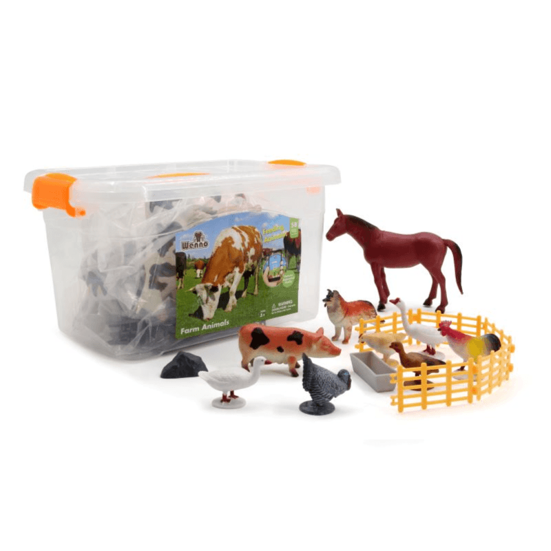 Wenno Farm Animals Playset In Bucket - 58 Pcs