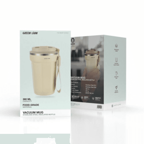 GREEN LION - VACUUM MUG STAINLESS STEEL INSULATED BOTTLE (GNVCMC-380MLBK) (Beige) 