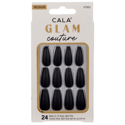 Cala Nails Glam Couture matte Black 24 Nails medium  Code 87863 