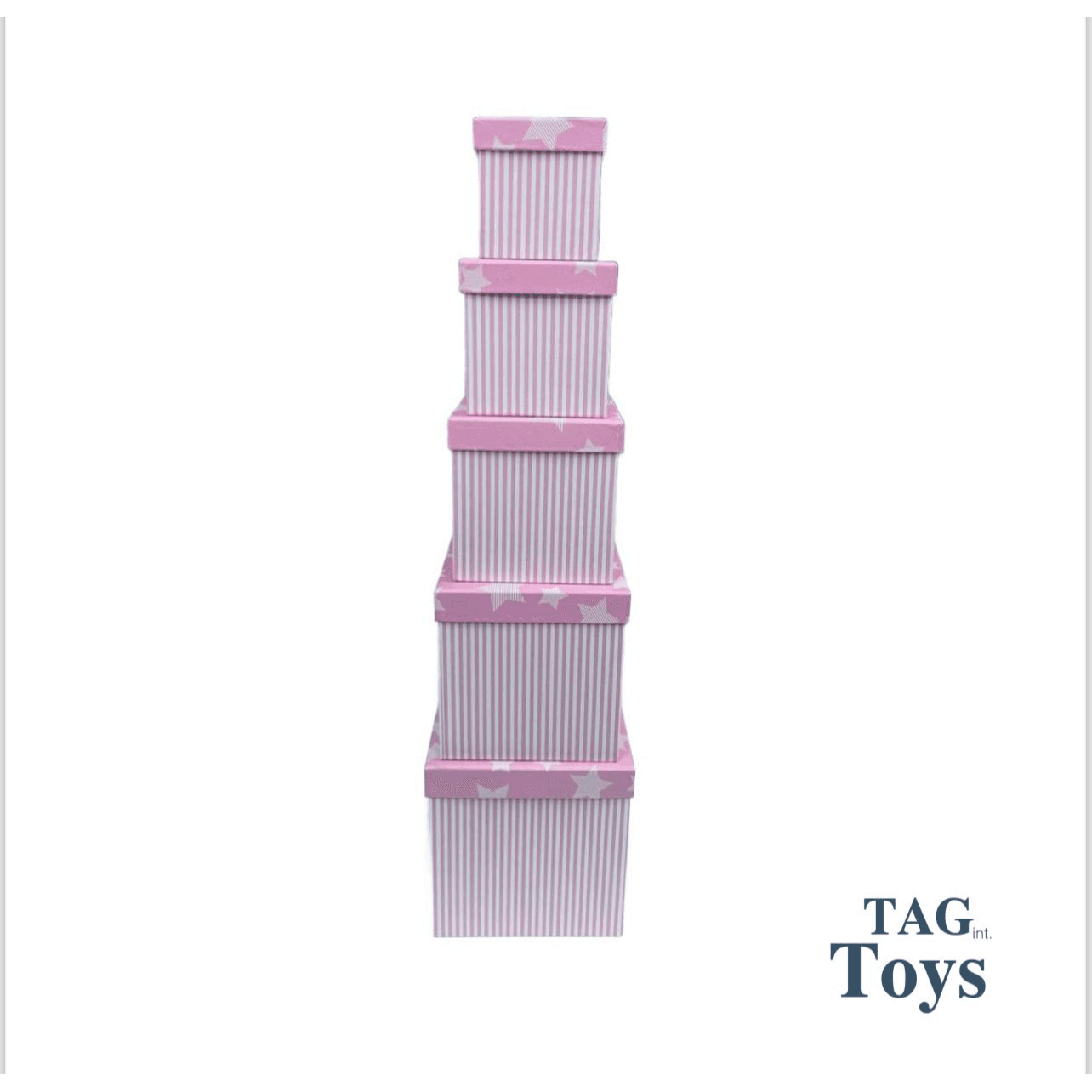 Small Set Of Pink Star With Stripe Square Gift Box