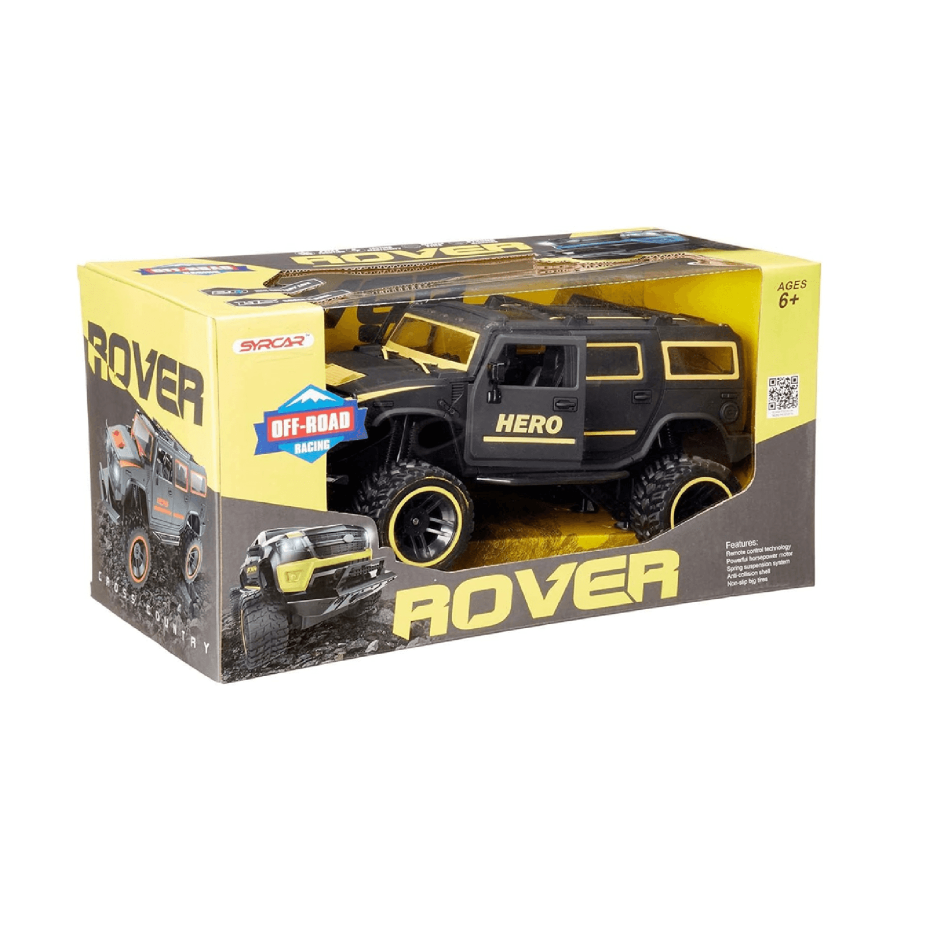 SYR Car 666-715NA Rover Racing Car with Remote Control for Kids - Yellow and Black