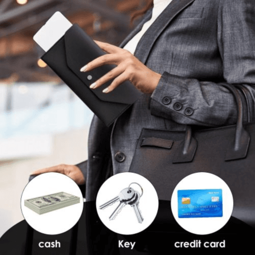 PU Leather Cash Envelope Wallet – Minimalist Money Organizer (Black)