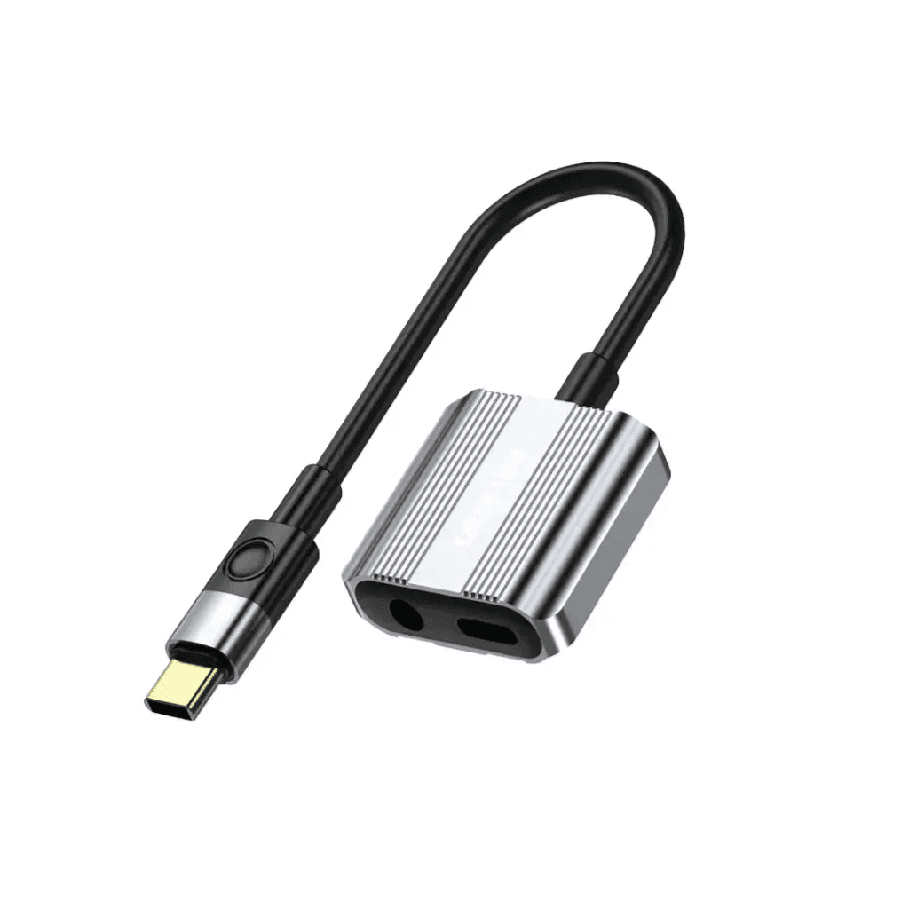 Green Lion 2 In 1 Splitter Adapter Type-C to AUX 3.5mm & Type-C (Charging and Music)