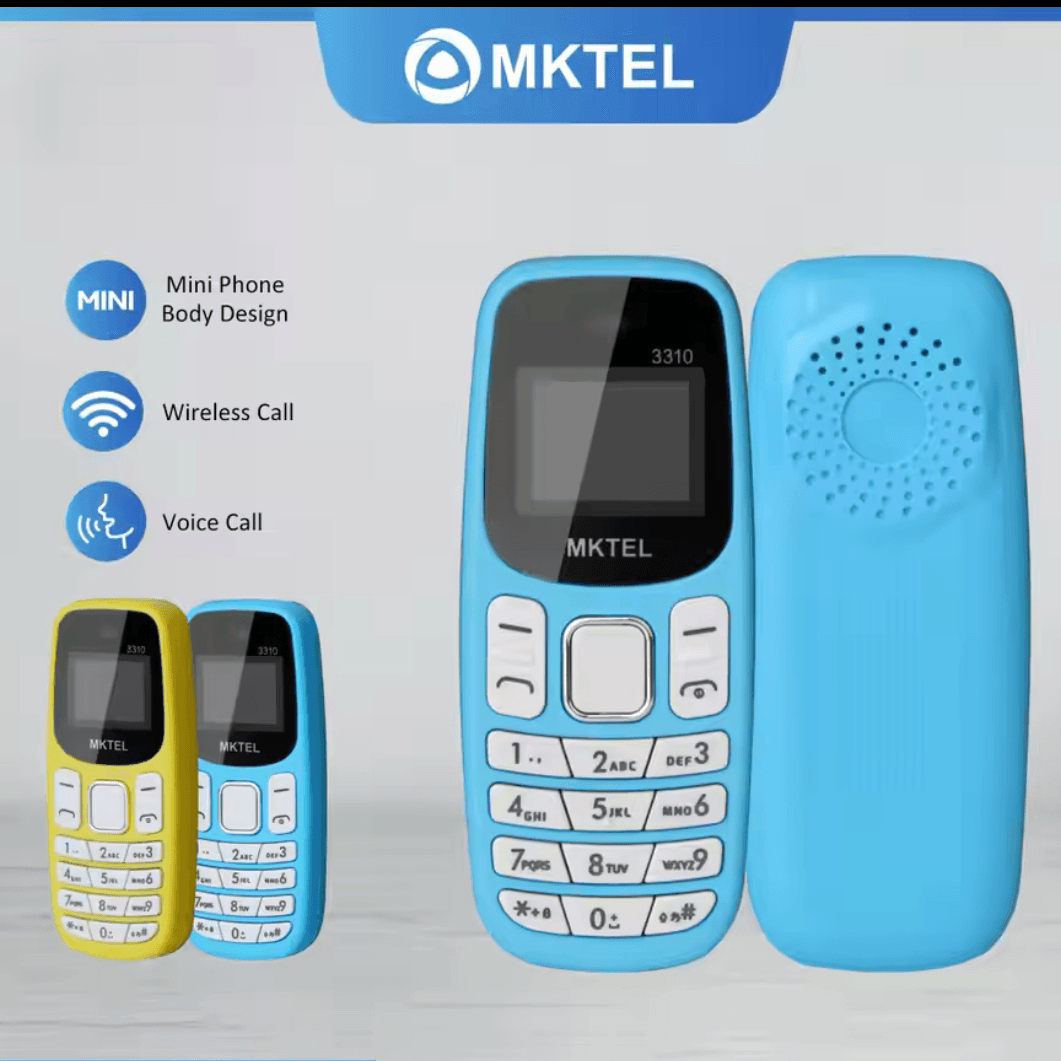Mktel 3310 Mini Feature Phone With Earhook Dual Sim Dual Standby Mp3/Mp4/Fm Radio/Bluetooth/Gprs Colour Yellow 