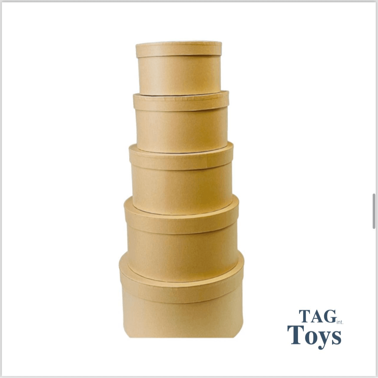 Small 5 Pcs Set Of Brown Round Gift Box