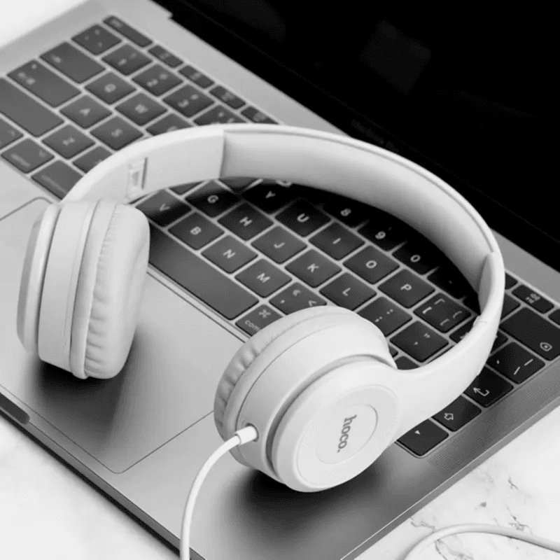 Graceful Charm Wired Headphones with Mic & One-Button Control 3.5mm GREY - Hoco W21 