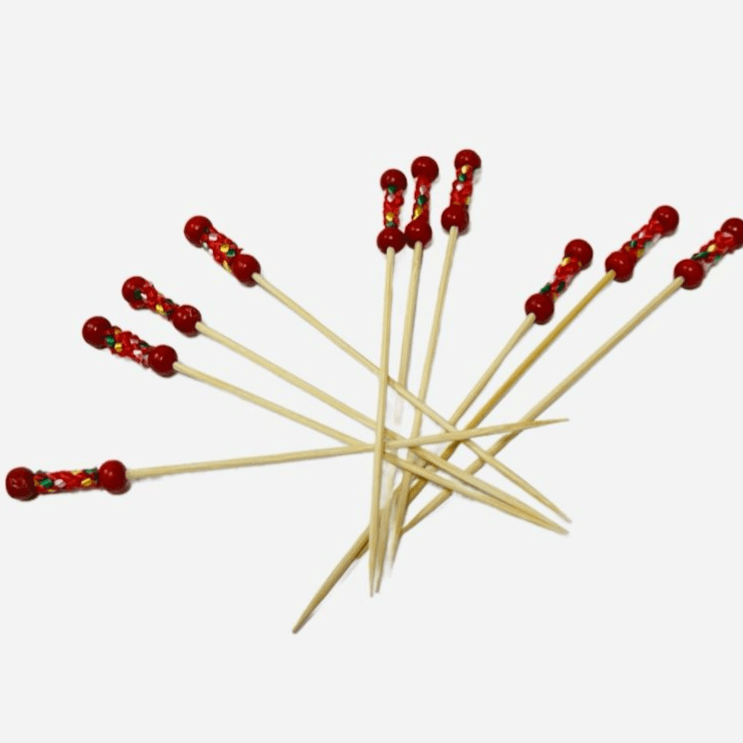 25 pcs Red String Double Bead Cupcake Topper 