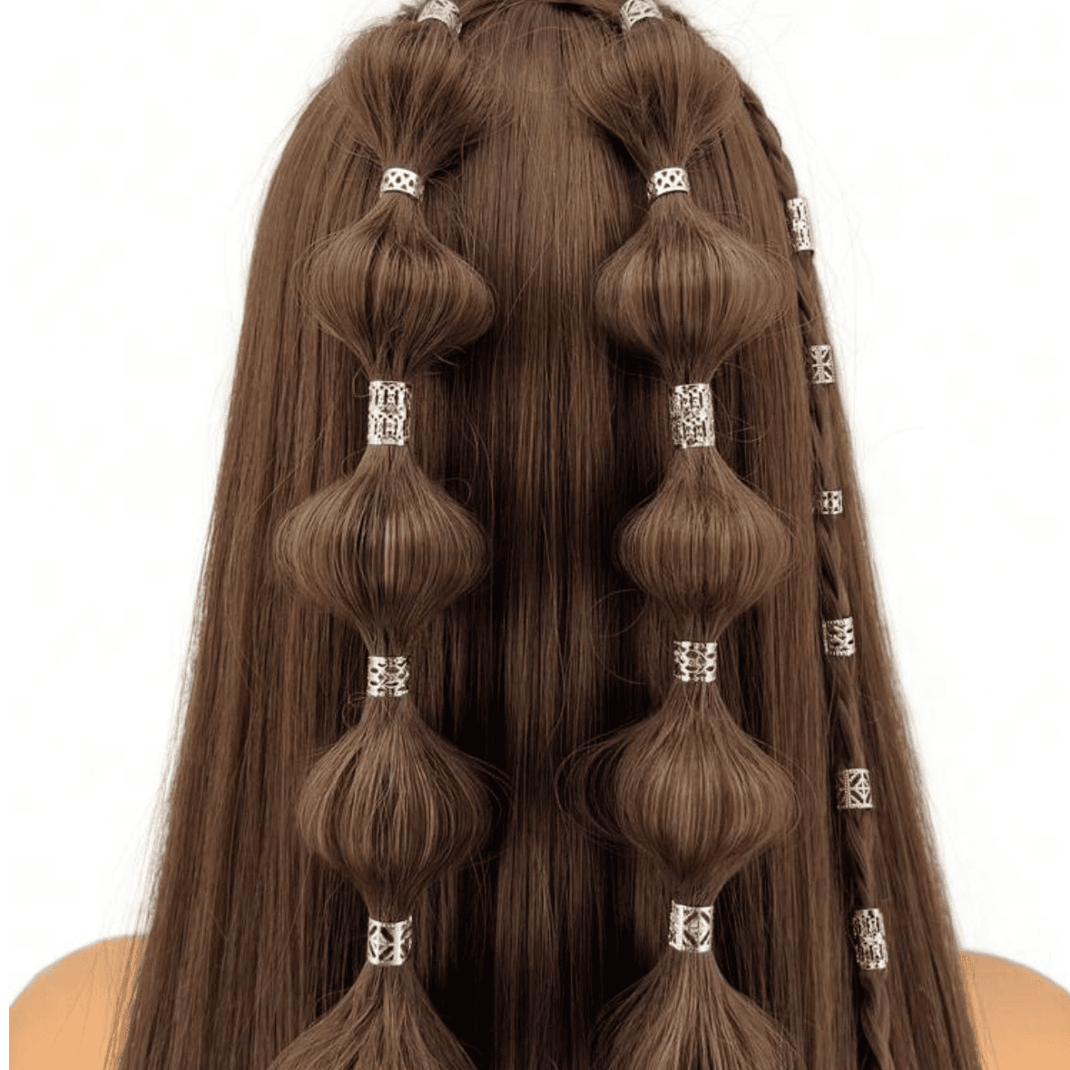 40Pcs- Hollow Out Hair Rings - Silver 