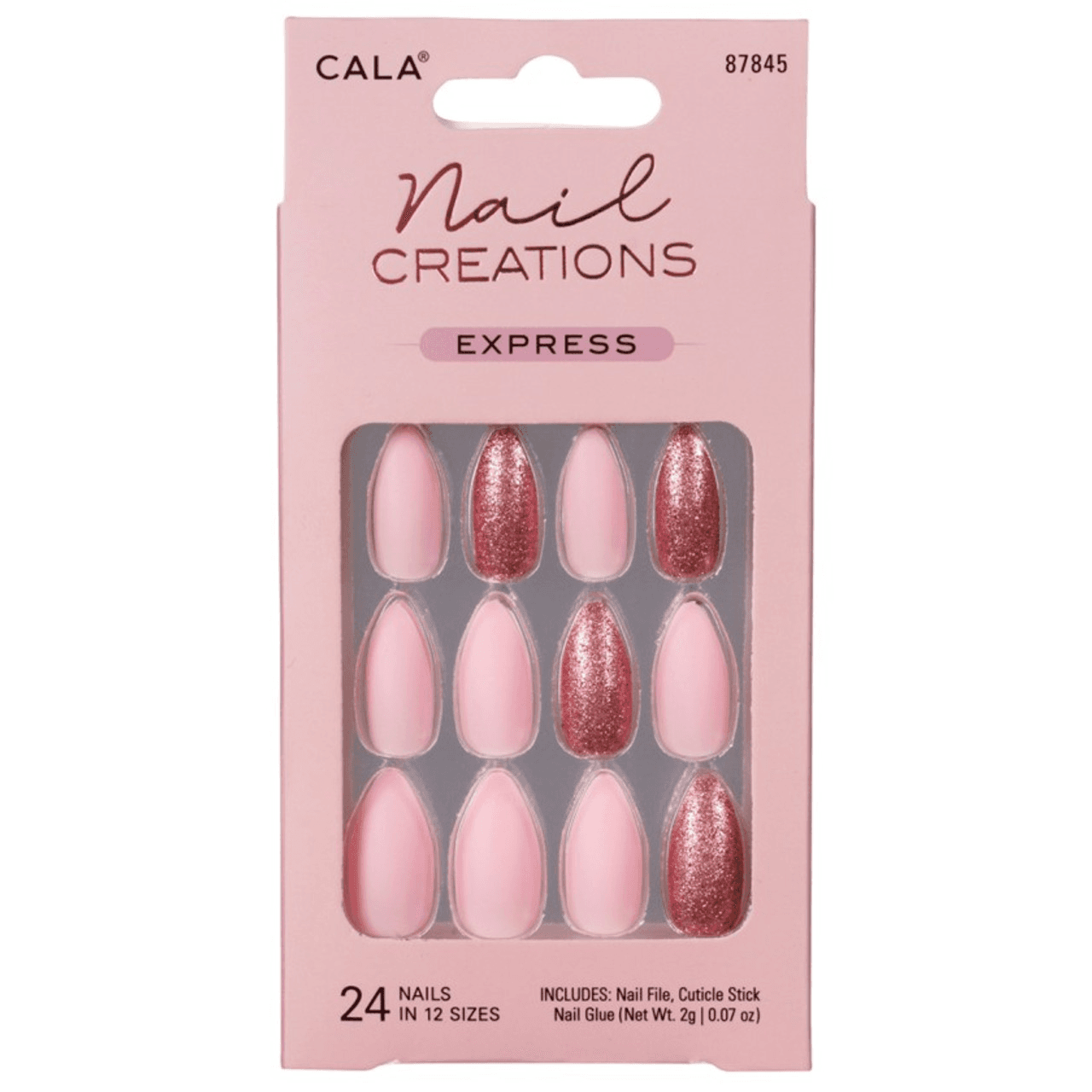 "Cala Nail Creations Express Stiletto Matte Pink  24 nails Code:87845"