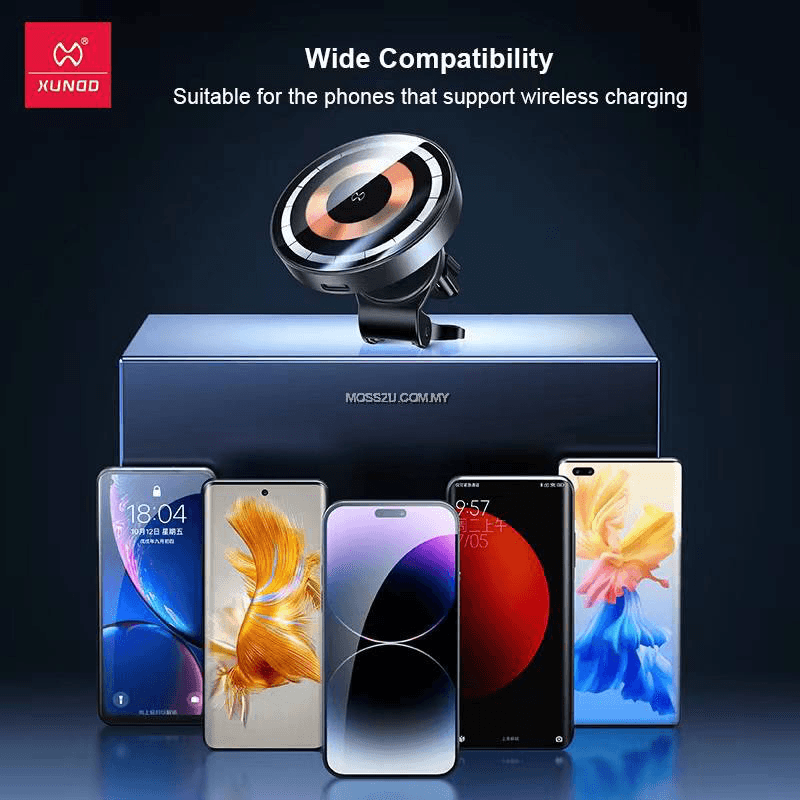 XUNDD 15W TRANSPARENT MAGNETIC WIRELESS CAR CHARGER WITH ADJUSTABLE BOTTOM HOLDER XDCH-053