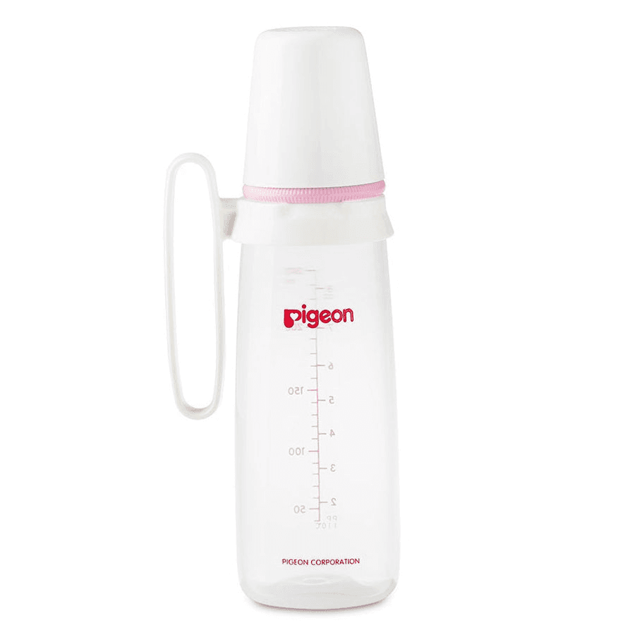 Pigeon Plastic Feeding Bottle With Handle 240Ml (Pink)