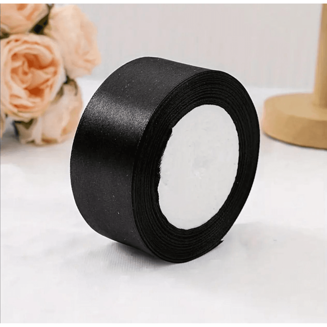 Satin Ribbon - Black 22 Meters length x1 inch width