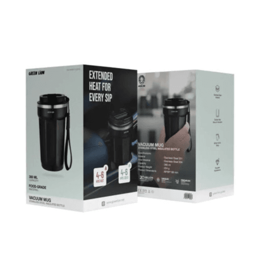 GREEN LION - VACUUM MUG STAINLESS STEEL INSULATED BOTTLE (GNVCMC-380MLBK)(Black)