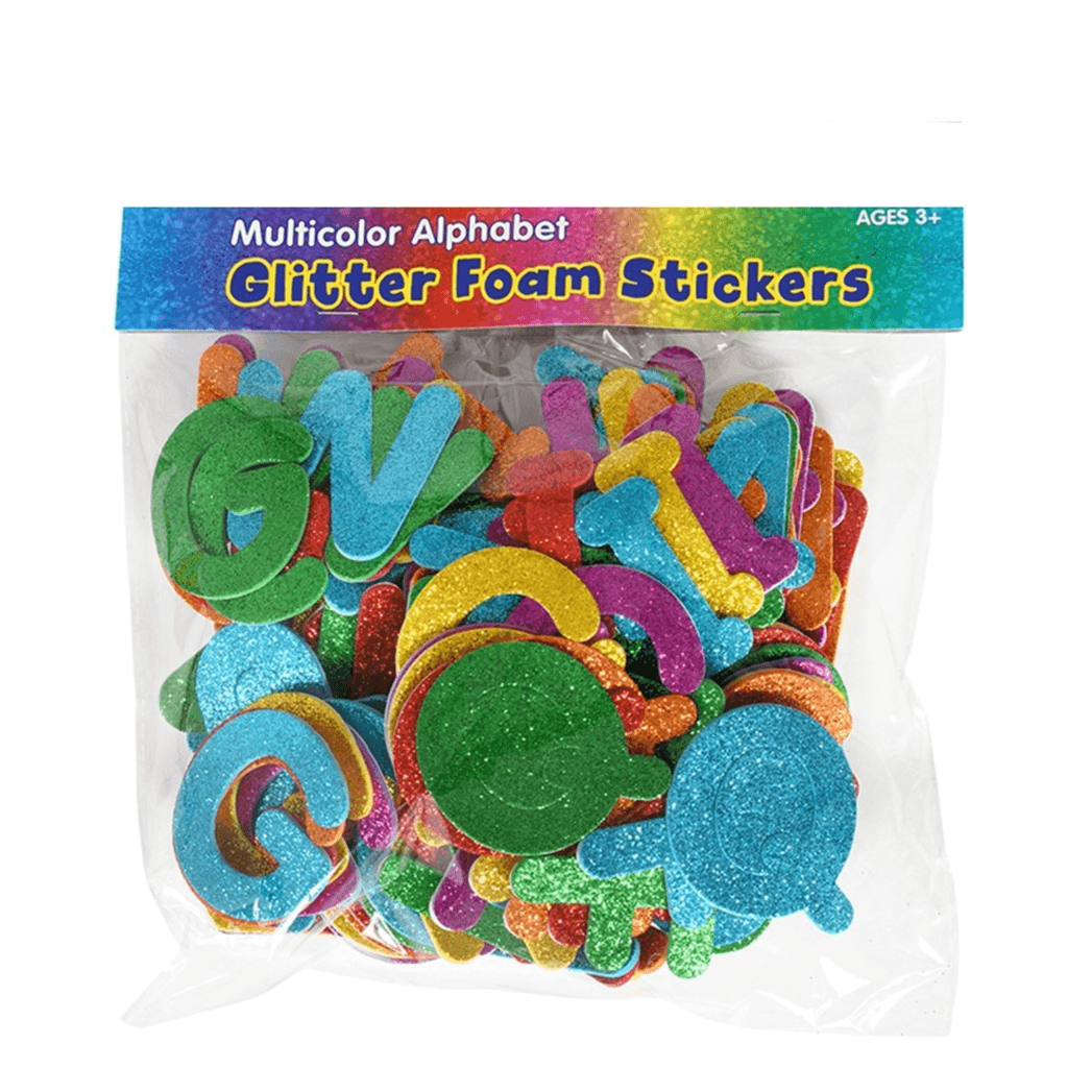 Glitter Foam Stickers - Alphabet 35 mm Multicolor 