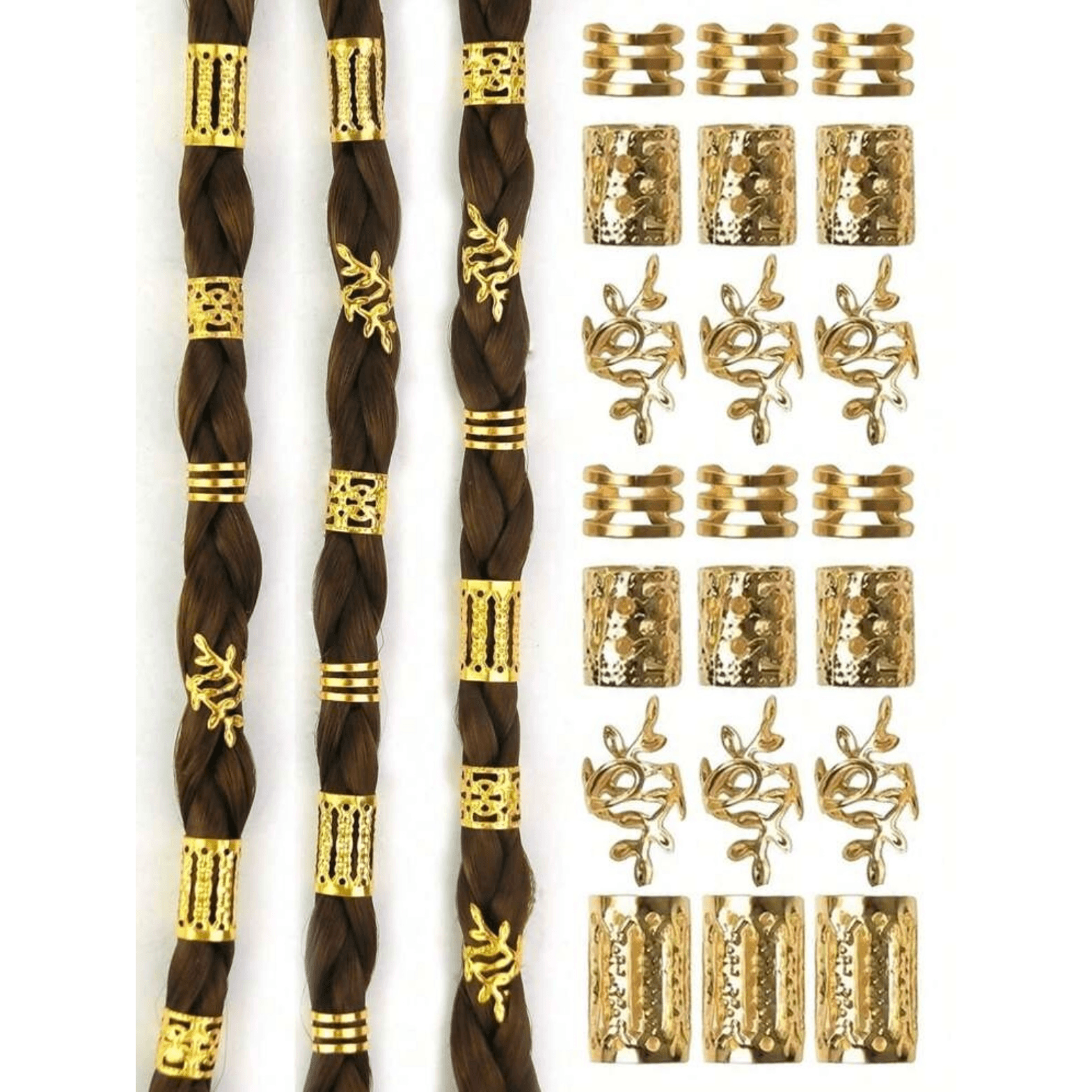40Pcs- Hollow Out Hair Rings - Gold