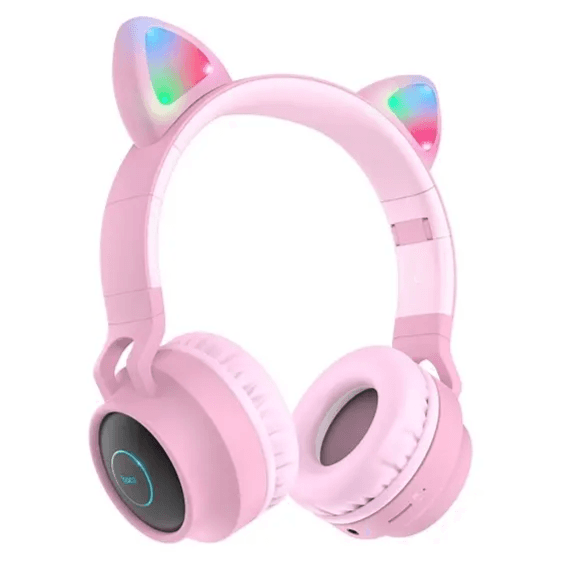 Cat Ear Wireless Bluetooth Headphone. Suppotr TF Card and AUX Mode PINK - Hoco W27