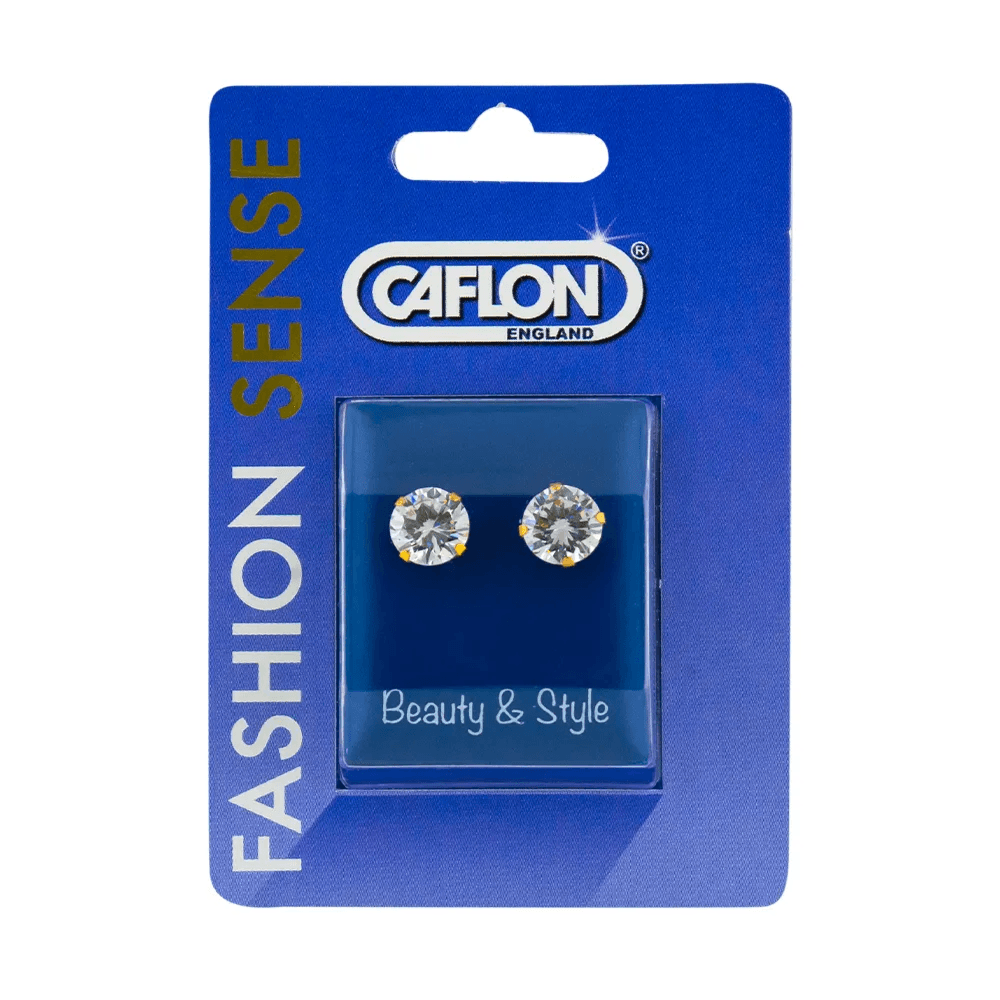 Caflon Fashion Sense Earring Gold Plated Tiff Cubic Zirconia 8mm Ref-2920040