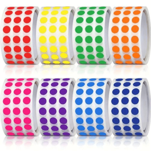 8000 Color Coding Labels, 1/4\" Round - 8 Colors