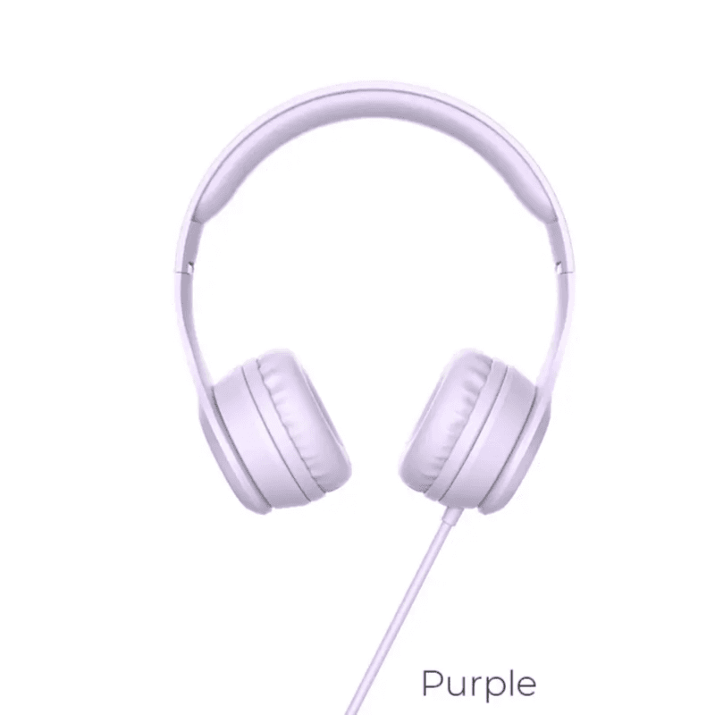 Graceful Charm Wired Headphones with Mic & One-Button Control 3.5mm PURPLE - Hoco W21 