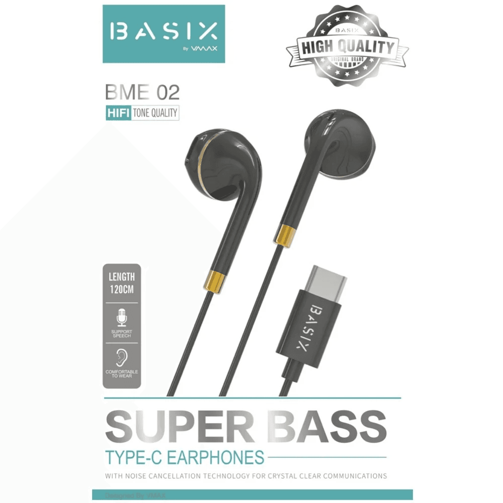 Vmax Bme-02 Basix Type C Earphone With Mic Black