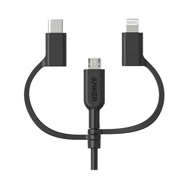 Anker PowerLine II 3-in-1 Cable. With Micro USB, Lightning, USB-C Connectors - A8436H12