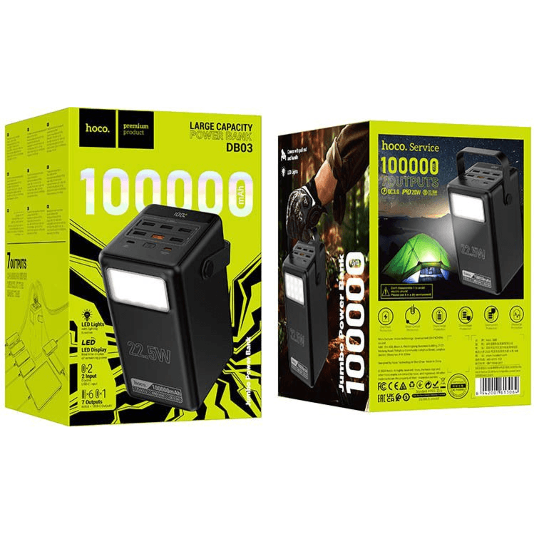 Power Bank 100000 Mah Large Capacity (2*Usb- 6+1 *Usb A Output) - Hoco Db03