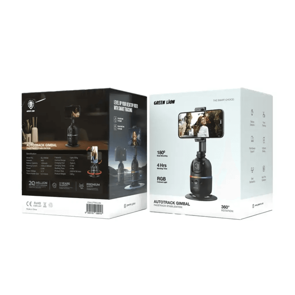 Green Lion AutoTrack Gimbal Multi Device Support and Face Tracking with RGB Light - Black