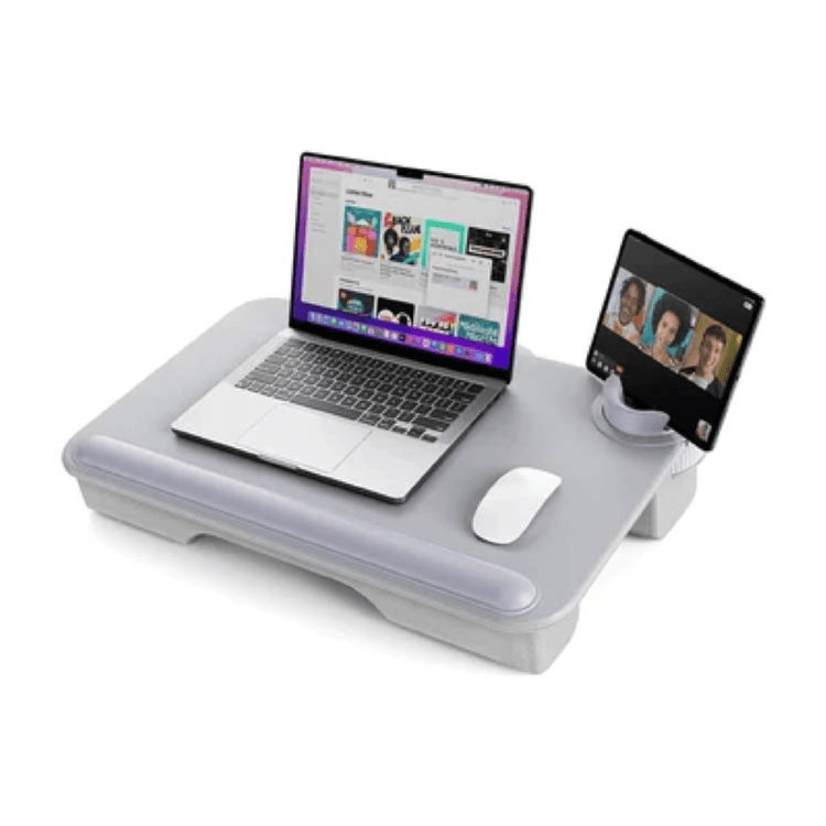 Multi Functional Laptop Desk Cushioned Multi Devices Up to 17 Inches. Soft and Rotating Gear - Green Lion