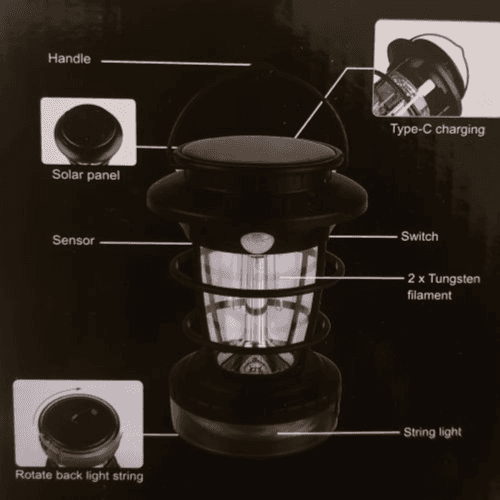 SOLOR SENSOR LIGHT STRIG LIGHT (HOP-8819) (Black)