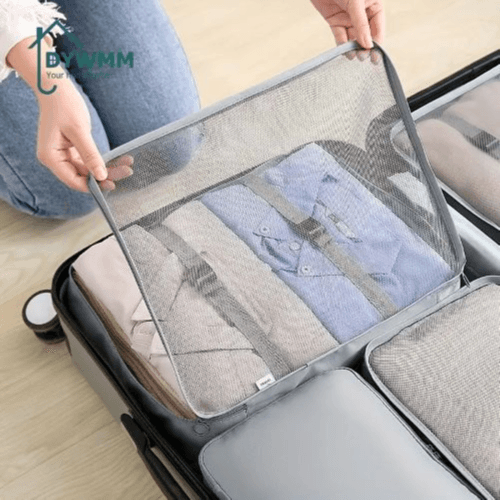 DYWMM 7pcs Travel Packing Cube Set with Compression Bags (Gray)