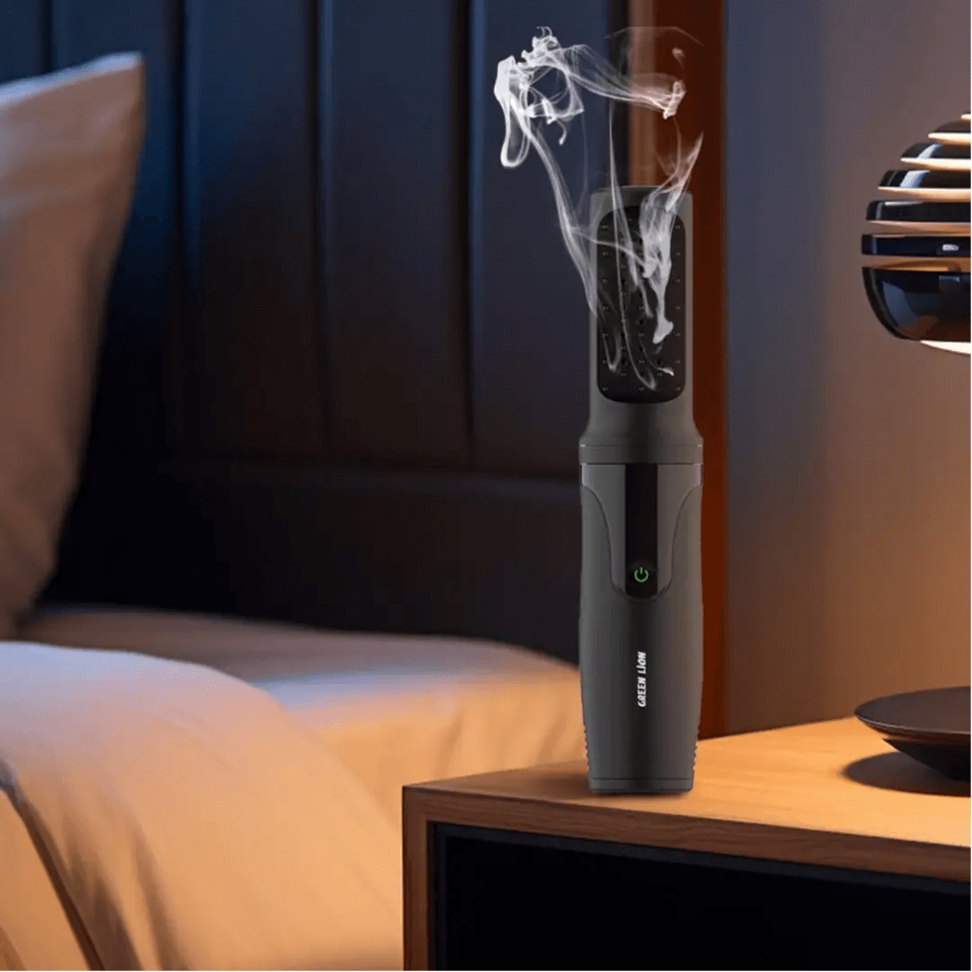 Green Lion Comb Bakhour Incense Burner LED Indicator and USB-C Charging - Black