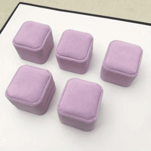5pcs Velvet Jewelry Gift Boxes for Ring Box (Pink)