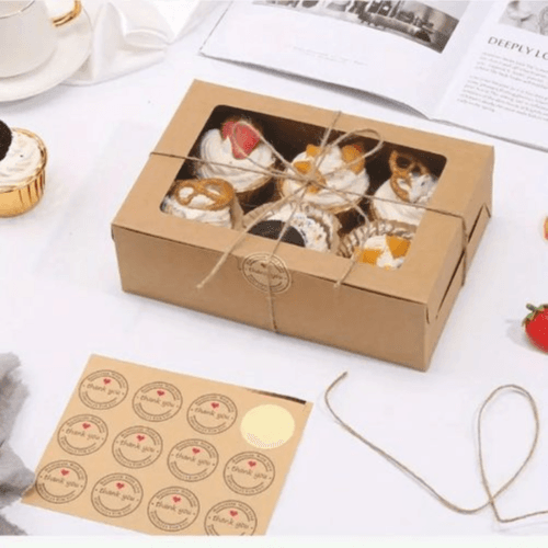 Pack of 10 Round Kraft Paper Thank You Labels – Handmade with Love Seal, Heart Design