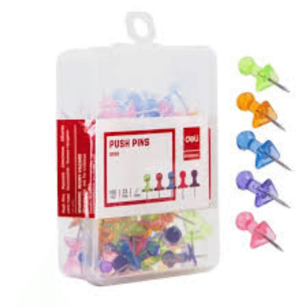 Deli Transparent Push Pin 100Pcs