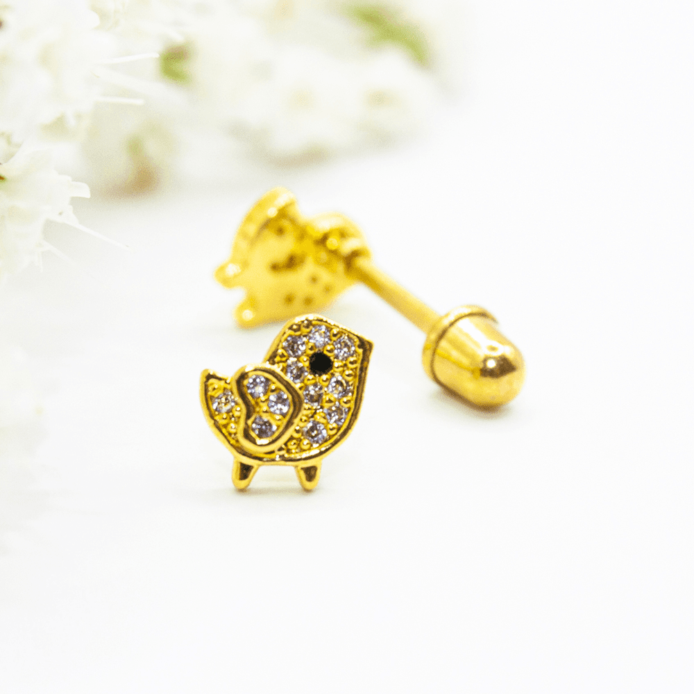 Earrings Ear Sense Baby B7 Gold Chick Studs with CZ’s 5mm