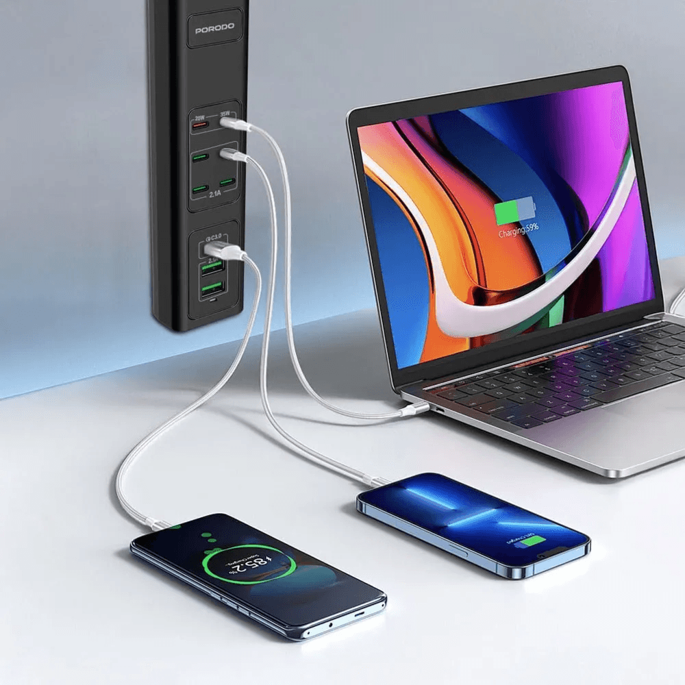 Porodo 85W Multi-Port USB Charging HUB – Black