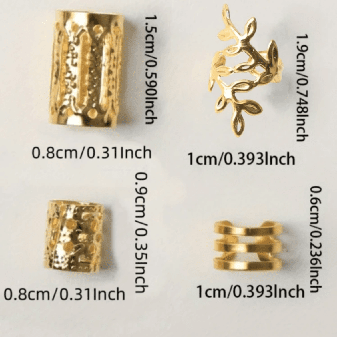 40Pcs -  Mix Hair Rings - Gold