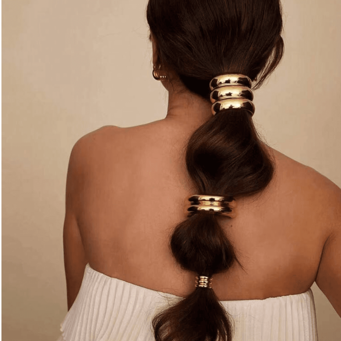 3pcs - Retro Hair Tie - Gold 