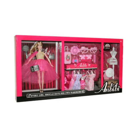 ANBIBI Doll With Costumes Wardrobe Play Set