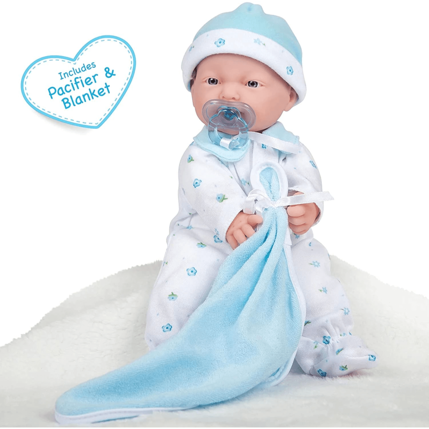 JC Toys La Baby (11"-Inches) Soft Body Baby Doll With Pacifier & Blanket - Blue Outfit
