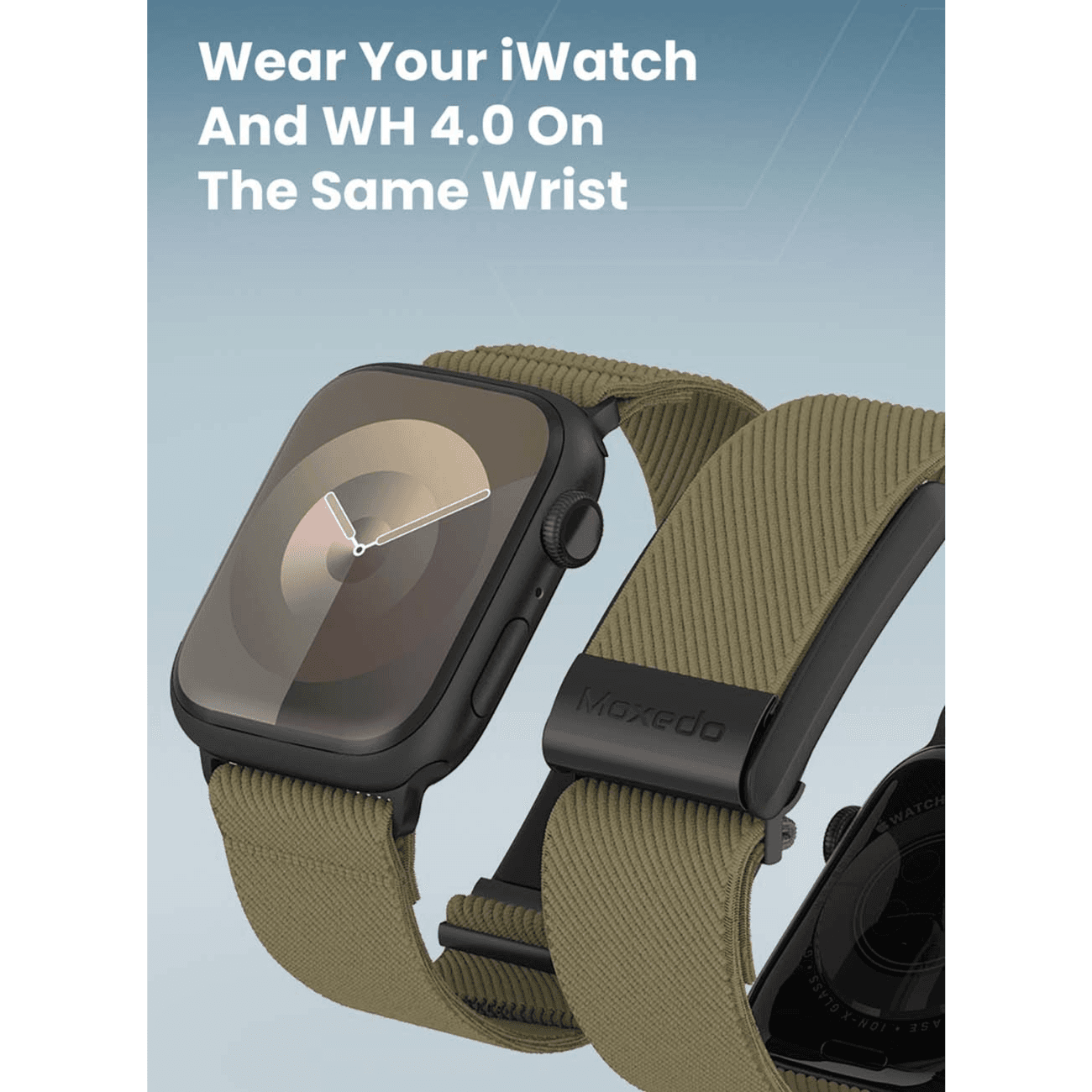 Moxedo Hybrid Strap For Apple Watch & Whoop Comfortable & Practical Design Olive Green