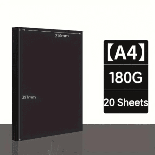 20 Sheets A4 Black Cardboard & Art Paper for Painting & Crafts (180gsm)