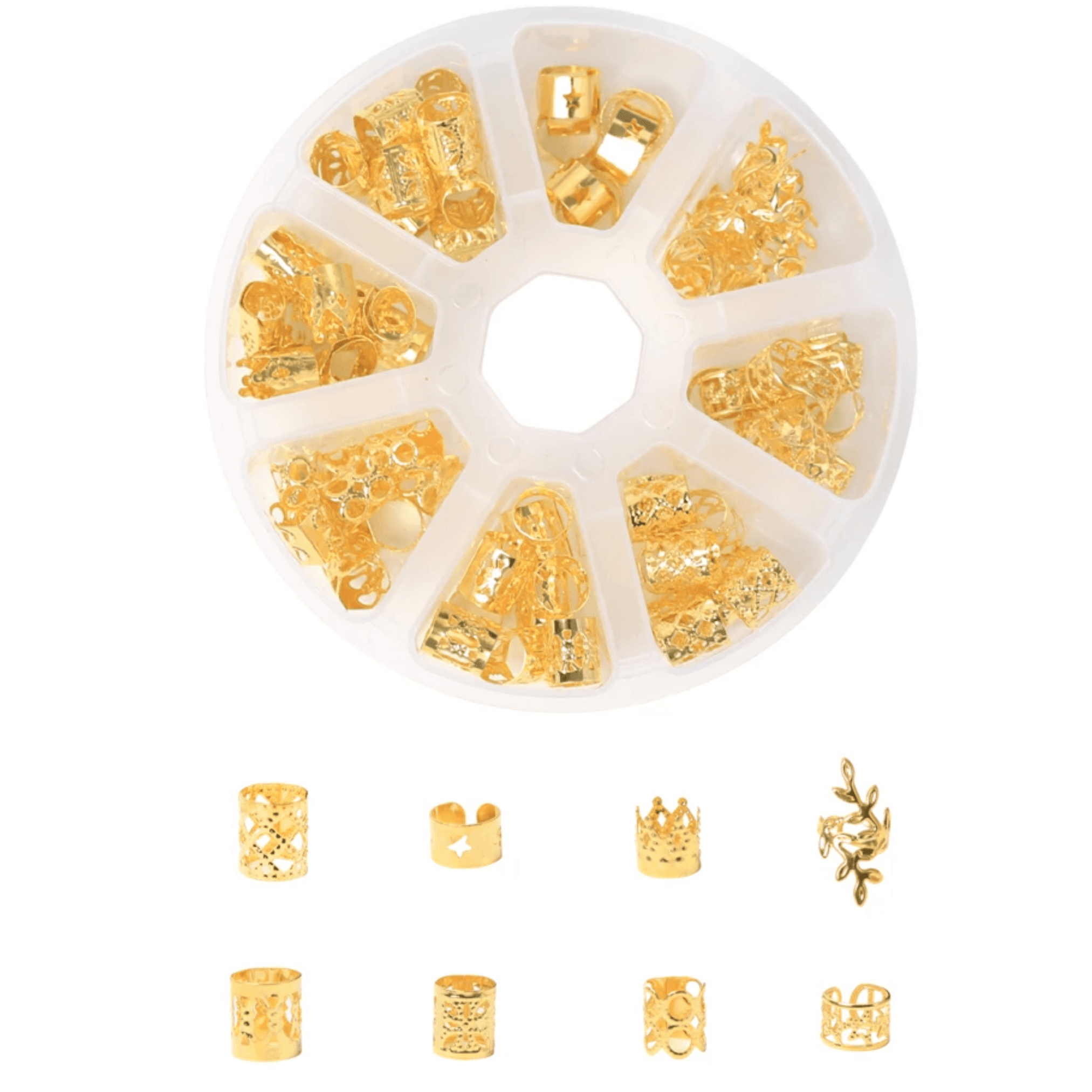 80pcs Gold Color Dreadlock Bead Mix Set, Girls Hair Accessories