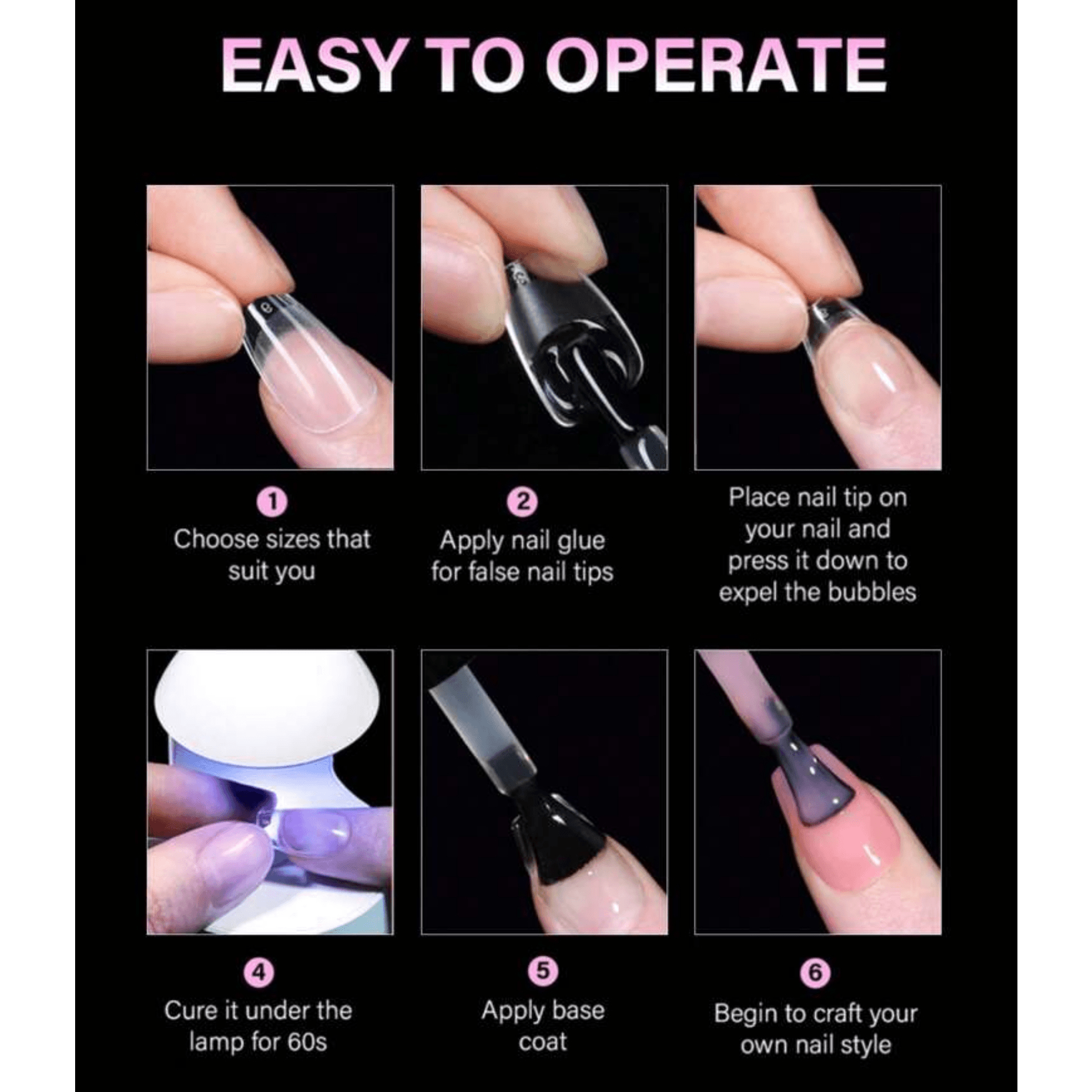 550Pcs Full Cover Press On Nail Tips Stiletto Almond Square Coffin French False Fake Soak Off Gel Nail Extension